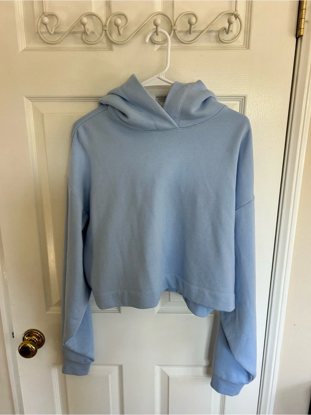 Alo NWOT Bae Cropped Blue Hoodie Relaxed Fit Size L